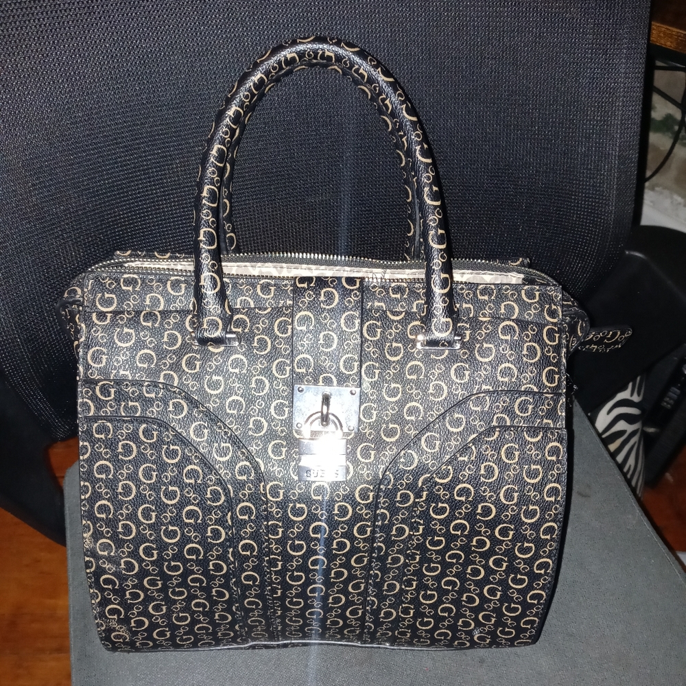 Guess Black and Tan Convertible Handbag